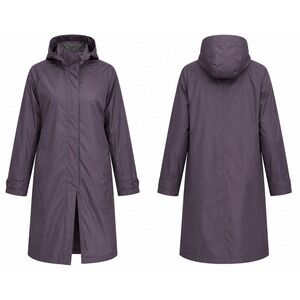 Raincoat Women 18W Eggplant Long Hooded Trench Coat Plus Size Quiet Luxury